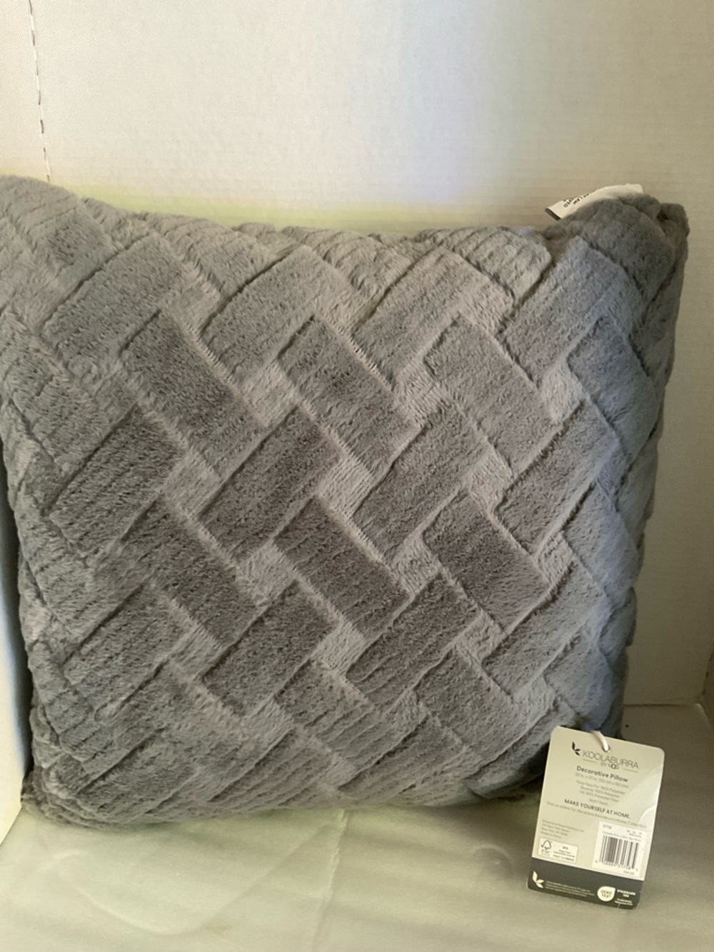 Koolaburra Plush Light Gray Decorative Pillow